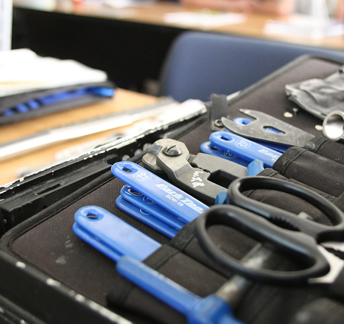 Repair tools in a toolcase.