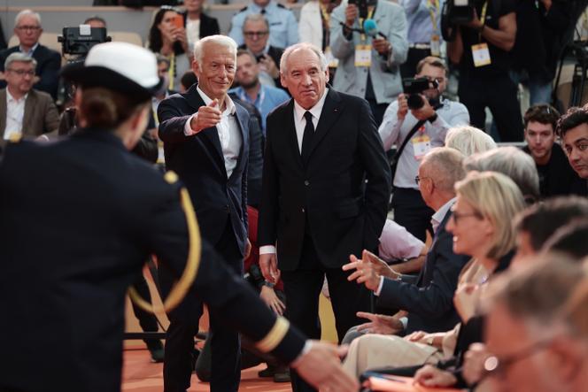 Patrick Martin, president of MEDEF, France's largest employers' organization, with Prime Minister François Bayrou in Paris on August 28, 2025.