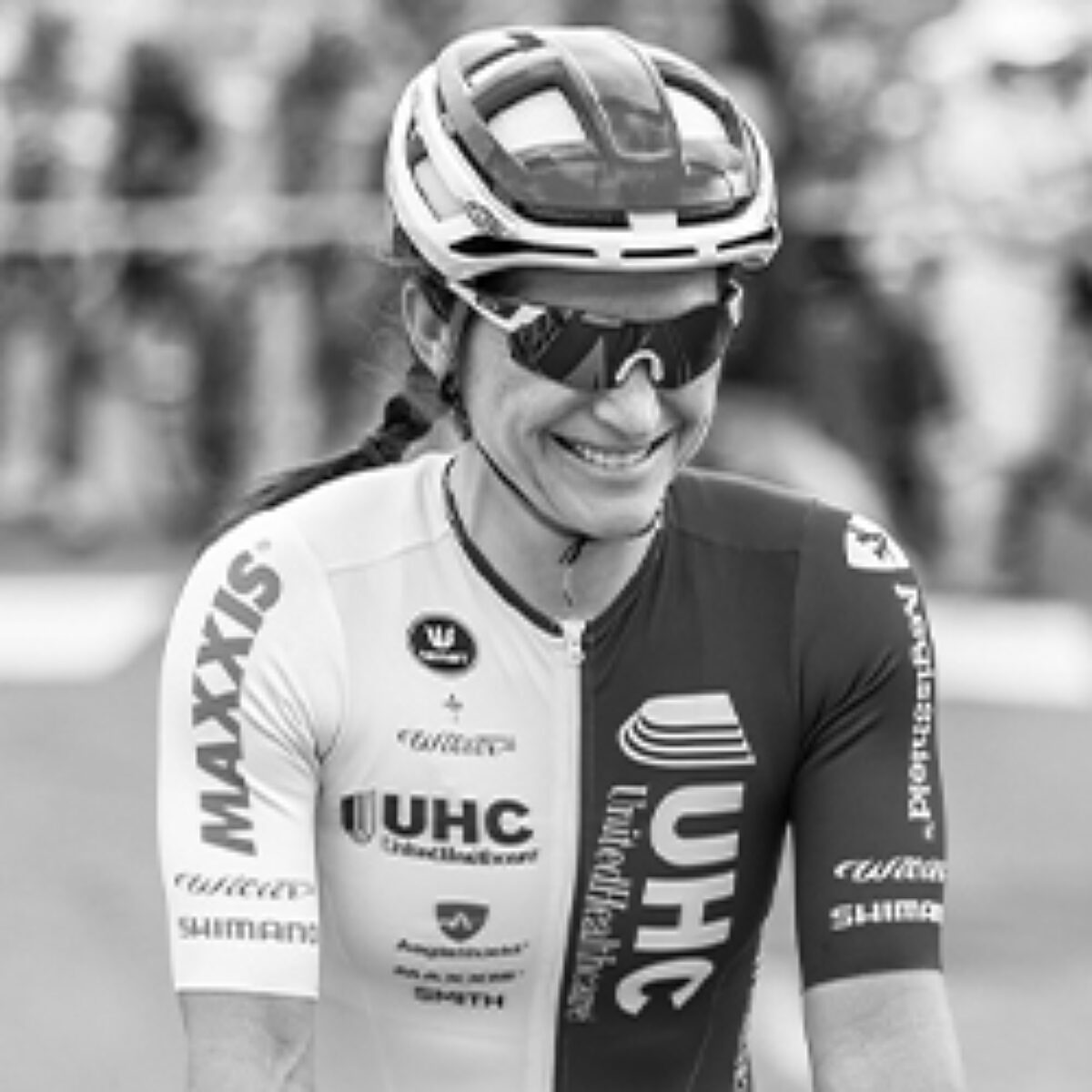 Cari Higgins wearing cycling gear at an event