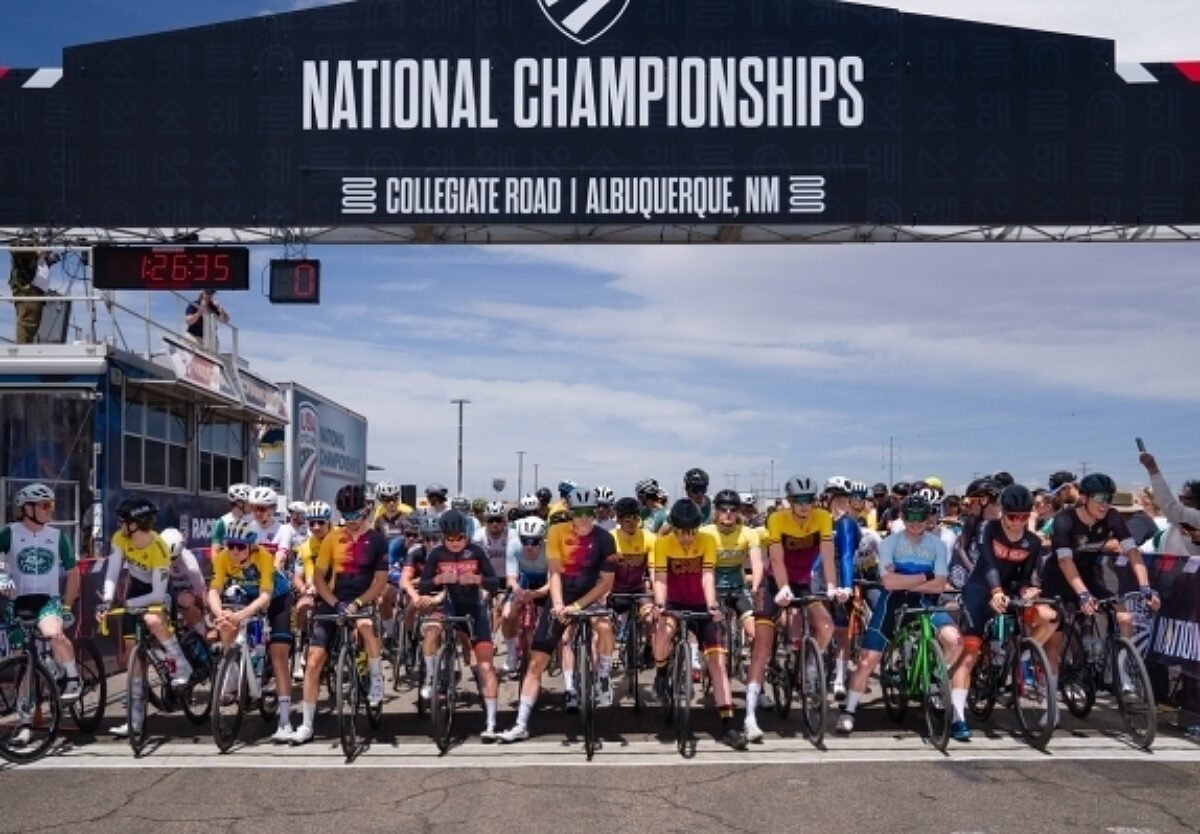 The start line of a Collegiate Road race at the National Championships in Albuquerque, NM.