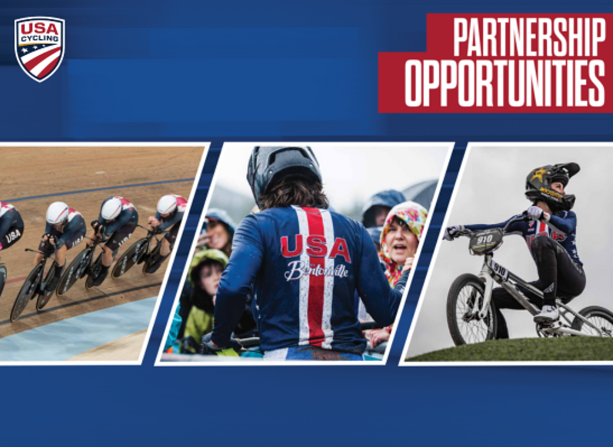 Three images of track and BMX cycling under the words, Partnership Opportunities.